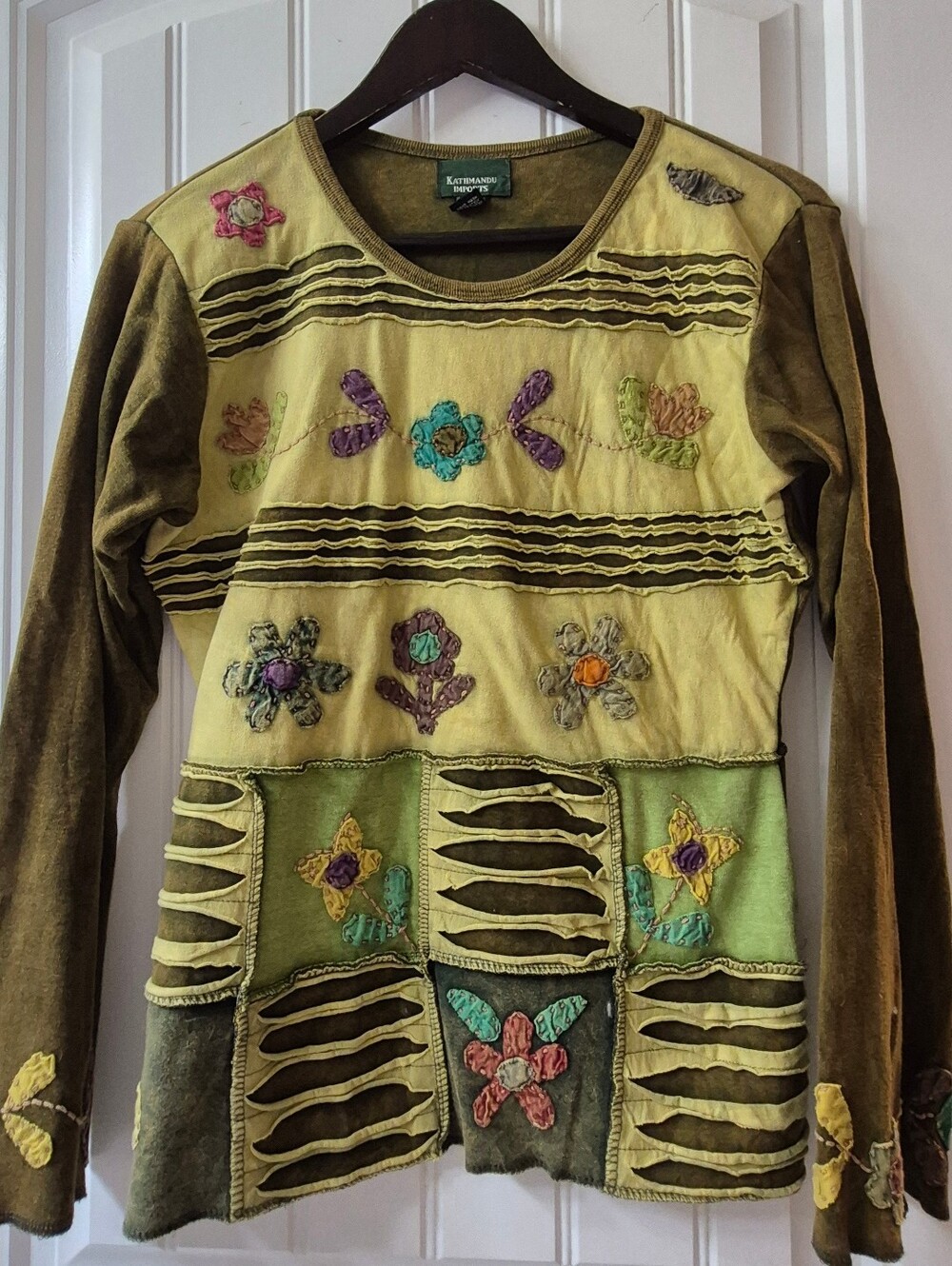 Womens Kathmandu Imports Vintage Boho Chic Patchwork Top Size XL